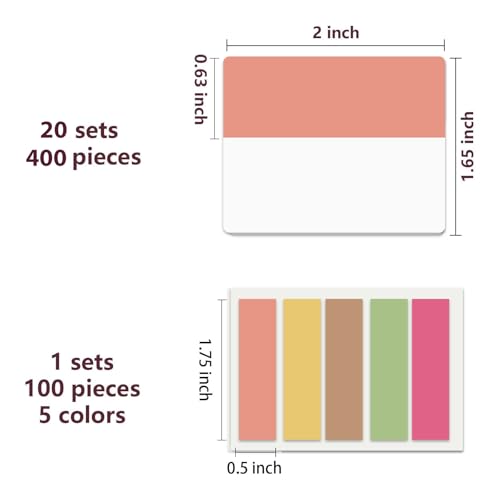 ELII 500 PCS Sticky Index Tabs 2 Inch Book Tabs Page Markers File Tabs - color: Flowers, size: 500