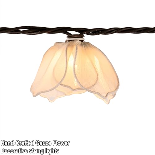 TWINKVILLA Decorative String Lights Plug in with 10 Bulbs, Flower Garland Fairy Lights Connectable Weatherproof Outdoor Indoor for Wedding Garden Pergola Bedroom Porch Floral Home Decor (White) - color: White