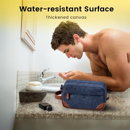 Vorspack Canvas Travel Toiletry Bag for Men, Medium, Navy Blue - color: Navy Blue, size: Medium