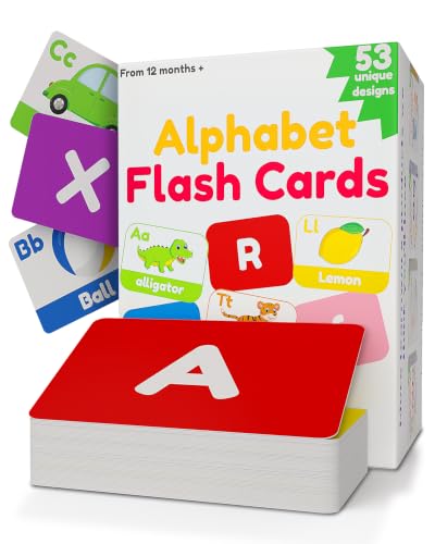 Alphabet Flash Cards for Toddlers | Award-Winning | 52 ABC Flashcards for Baby & Kids|ABC Cards Kindergarten | Large Upper and Lower Case | Large A-Z Learning Letter Animal Flashcard for Ages 1,2,3&4