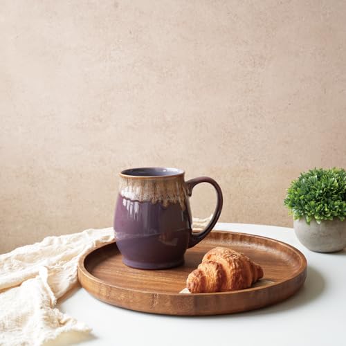 Bosmarlin Extra Large Ceramic Coffee Mug, 24 Oz, Dishwasher and Microwave Safe, Big Oversized Tea Cup, Reactive Glaze (Deep Purple) - color: Deep Purple