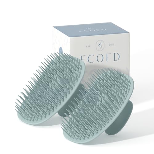 Ecoed 2 PC Scalp Massager Shampoo Brush, Scalp Scrubber & Exfoliator(Blue) - color: Mist Blue, size: 2PC