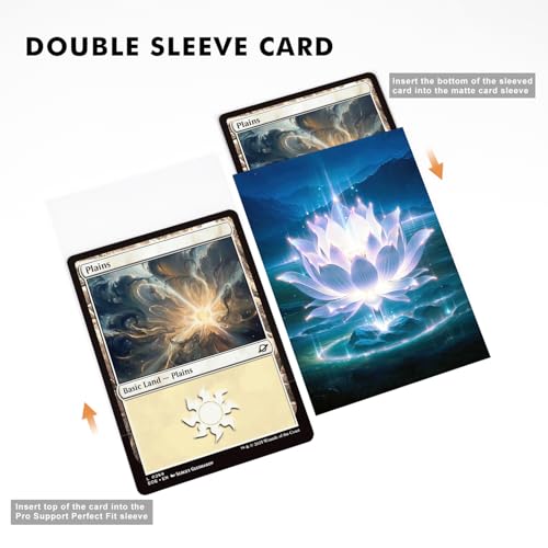 Katomula 100 MTG Card Sleeves with 100 Inner Sleeve, Textured Back Art Sleeves, Fit Standard Size Cards- Plains Lotus - color: Plains Lotus