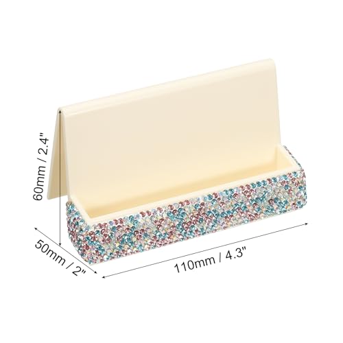 PATIKIL Business Card Holder for Desk, Rhinestone Business Card Holders Crystal Card Stand Organizer Cards Display for Office Exhibition, Blue/Pink - color: Blue/Pink