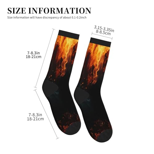 Crew Athletic Socks Funny Crazy Casual Sports Novelty Dress Socks for Women Men Running Hiking - color: Red Flame Fire