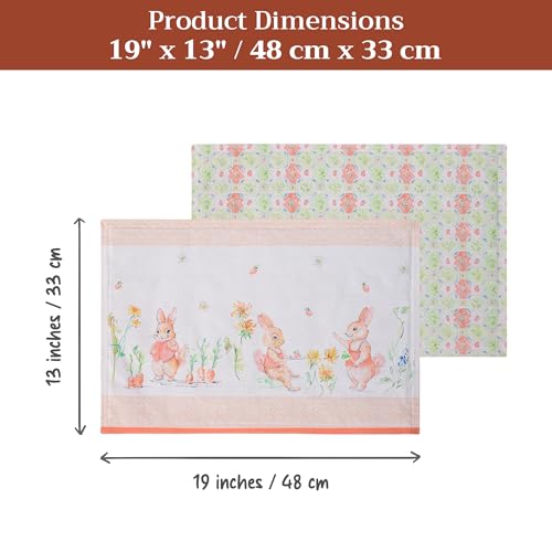 Maison d' Hermine Placemats Set of 4 Reusable 100% Cotton (13"x19") - color: 008 - Bunny Party, size: 13" X 19" (Pack of 4)