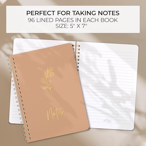 Aesthetic Spiral Notebook Set of 3 For Women - Cute College Ruled 7x5 - color: sage-pink-beige, size: Everyday 5x7