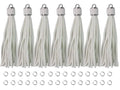 4.3''White Leather Tassels 12Pcs with Silver Caps for Keychains - color: White
