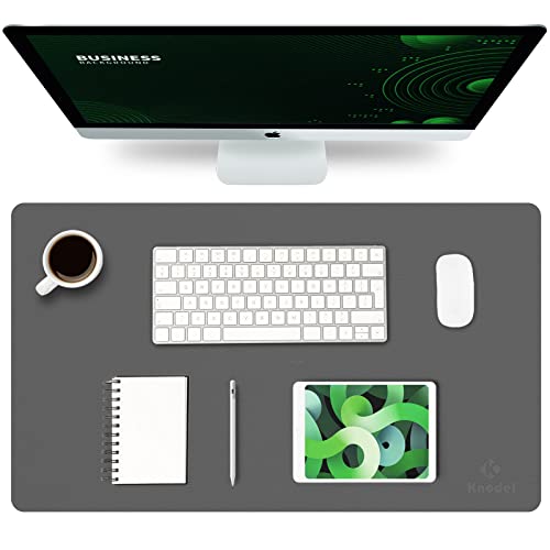 K KNODEL Small Office Desk Mat, Leather Mouse Pad (23.6"x13.8", Dark Gray) - color: Dark Gray, size: 23.6" x 13.8"
