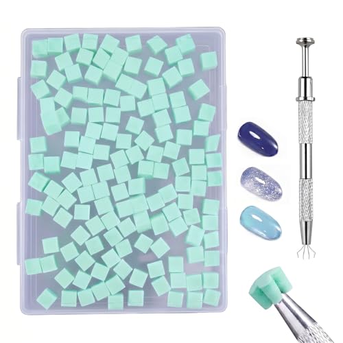 Soft Nail Sponges（150PCS）, Reusable Nail sponges,Nail DIY sponges, Nail Art sponges, 1PCS Grabbing Pen and Nail Brush Professional Accessories Manicure Salon Supplies (Green) - color: Green