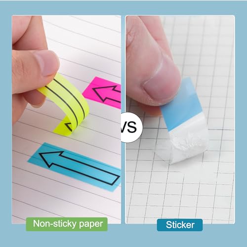 Golcellia Arrow Sticky Tabs & Flags - 900 Page Markers for Books, 5 Color Waterproof Tabs with Black Arrow Stickers - Ideal Page Markers Sticky Tabs for Books (9-Pack, 1.75"×0.53" mm) - color: Arrow, size: 7.9" x 5.5"