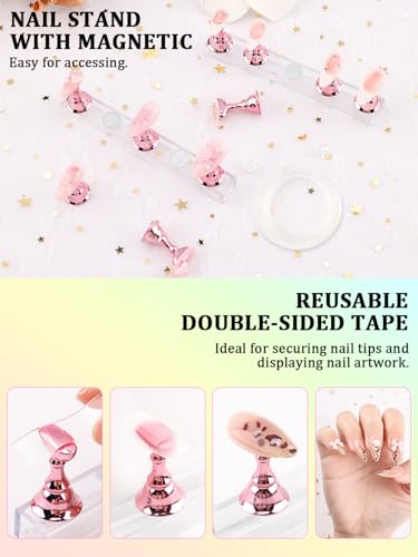 YOOVR 20-In-1 Nail Art Tools with Nail Stand Holder for Press on Painting - size: 15 PCS