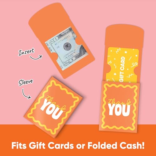 Big Dot of Happiness Orange and Yellow Wavy Thank You Gift Card Holders with Envelopes, Cash Money Holders and Gift Card Sleeves, Retro Stationery Nifty Gifty Pack - Set of 8 - color: Orange and Yellow