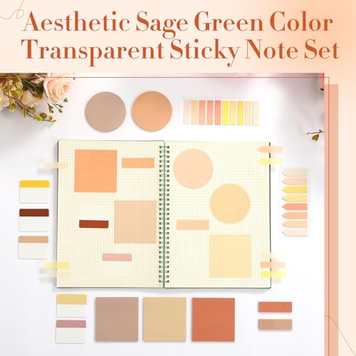 Glenmal Transparent Sticky Note Set, 910 Sheets,Brown - color: Brown