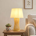 Boho Table Lamp, 17" Bamboo Bedside Lamp for Living Room