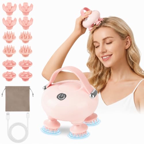 Electric Scalp Massager, Head Massager for Neck Body Stress Relax - color: Soft Pink