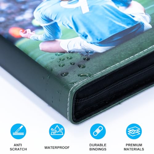 400 Pockets Soccer Card Binder, Portable Waterproof PU Storage Album,R133 - color: Soccer04-400