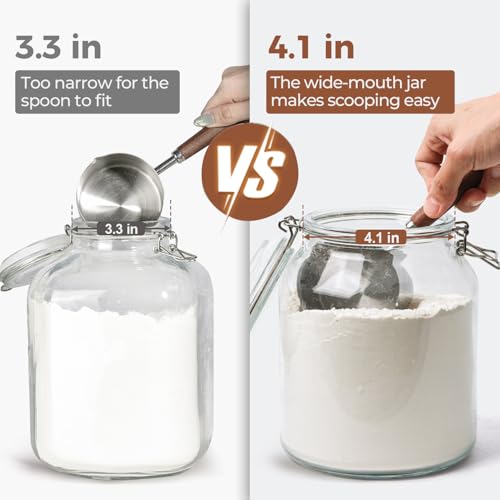 ComSaf Glass Pantry Jars with Airtight Lids 0.7 Gallon 2 Pack Wide Mouth - size: 88oz*2