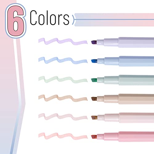 Mr. Pen- Aesthetic Highlighters No Bleed, 6 Pack, Pastel Colors, Chisel Tip - color: Muted Pastel, size: 6 Pack