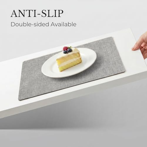 Romanstile Vinyl Placemats Set of 6, Reversible Faux Leather Wipeable Table Mats - color: Grey-light Grey, size: PCS4