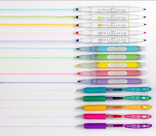 Zebra Pen Highligher Set, MILDLINER, KIRARICH & SARASA Clip, Assorted, 15Pk - style: Journaling and Creative Notetaking Set