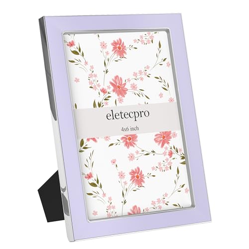 eletecpro 4x6 Enamel Picture Frame with Real Glass Cover, Purple, 2-Pack - color: Purple & Silver, size: 4x6