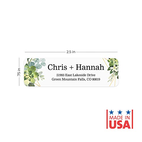 Greenery Frames Rolled Address Labels/Roll of 250 Personalized Address Labels/Designer Return Address Stickers in Elegant Plastic Dispenser - size: 250 Labels, style: Greenery Frames