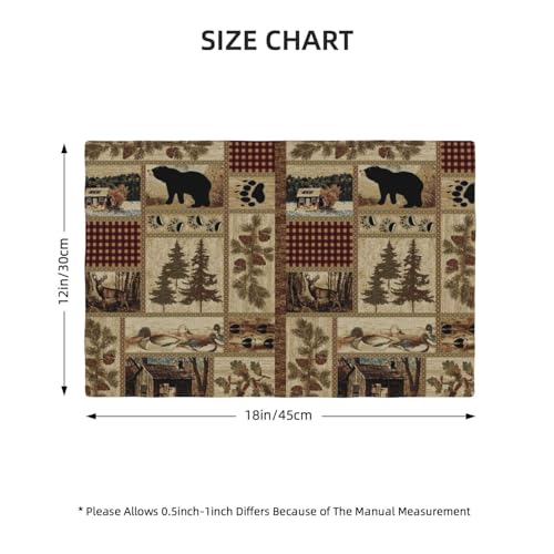 Rustic Country Bear Place Mats for Kitchen,Patchwork Cabin Wild Animals Hunting Dinner Mats Set of 4 for Home Kitchen Dining Table Decoration Party 12x18in - color: Bear-1, size: 12x18"Placemats x4