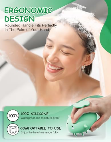 Scalp Scrubber Shampoo Brush, Wet & Dry Silicone Scalp Massager Brush Green - color: Green