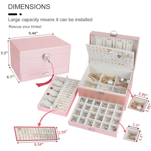 BOOVO Large Jewelry Boxes For Women (rose gold) - color: Rose Gold, size: 5 layer