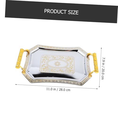 Mikinona Desktop Fruit Tray Stainless Steel Fruit Serving Platter for Snacks Cakes Nuts Candies Home Parties Weddings Picnics 11.02 X 7.87 X 1.37 in