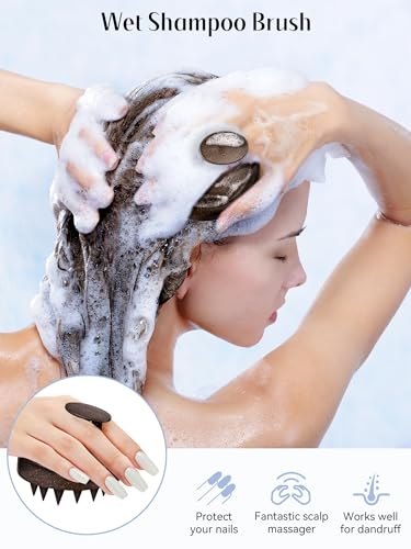 HEETA Scalp Massager Hair Growth Scrubber for Dandruff Removal Hair Care - color: Dark Brown