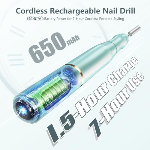 TUOBEO Cordless Nail Drill Electric Nail File Kit, Rechargeable Efile Set - color: Mint Green