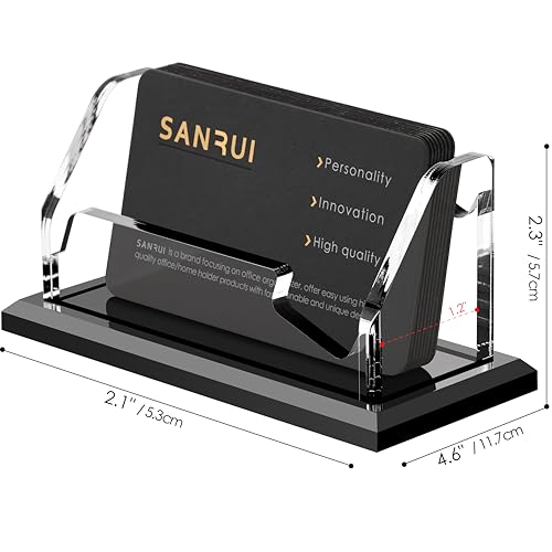 SANRUI Acrylic Black Business Card Holder Clear Desk Display Stand 1 Slot