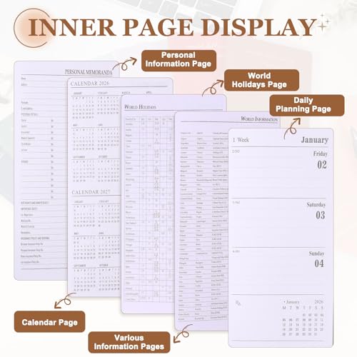 PATIKIL 2026 Daily Planner Notebook, A6 64 Sheets Undated to Do List Daily Weekly Monthly Goals Tracker Pocket Notebook for Office Home Study Work Time Management Fitness Habit, Purple - color: Purple