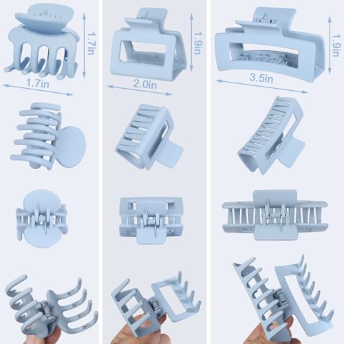 SMKSL 12 Pcs Hair Claw Clips for Women & Girls 3 Styles Hair Accessories - color: Blue