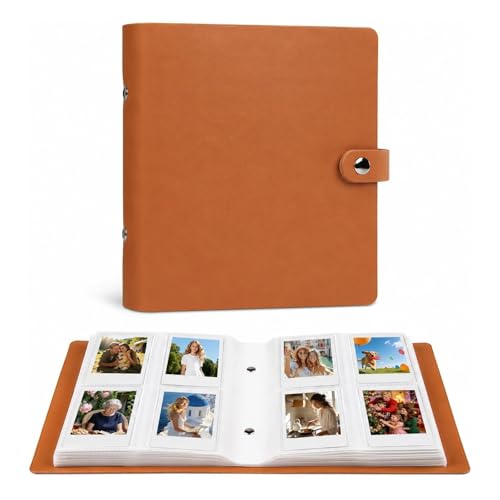 Ruibytree 320 Pockets Album for Instax Mini & Polaroid 2x3" Pictures, Brown - color: Brown