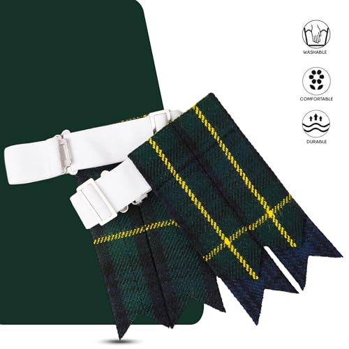 EZE Kilt Flashes for Men with Heavy Buckle Adjusters, Plain & Tartan Kilt Sock Flashes Acrylic Wool - color: Gordon