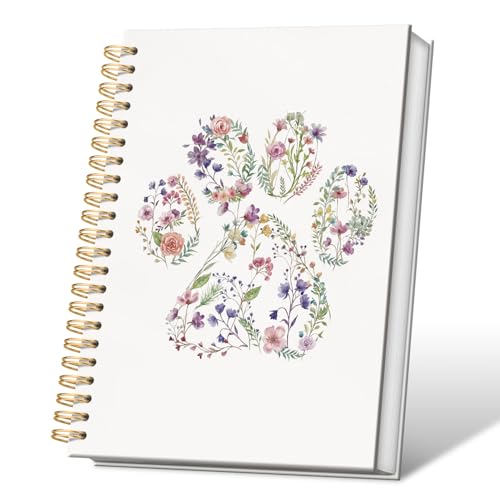 VONTP Cute Dog Paw Floral Journal Notebooks, 5.5x8.3 Inches - color: 001-Dog
