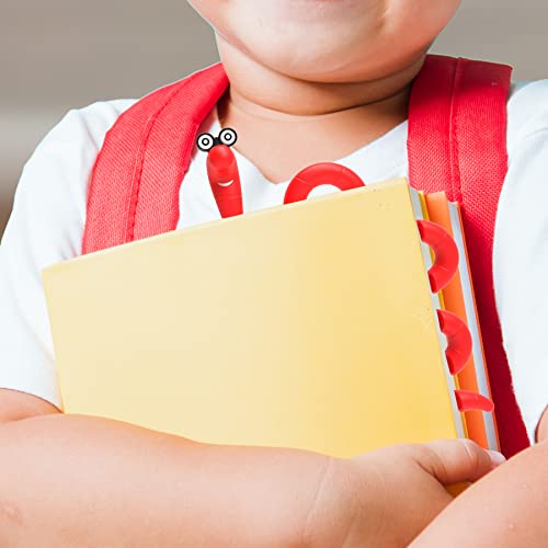 Funny Bookworm Clip Bookmarks for Kids - Red - color: Red