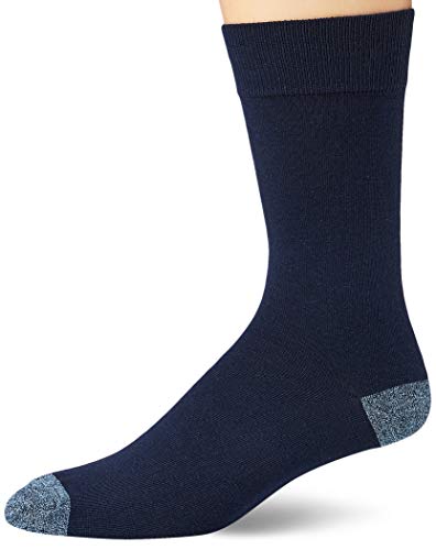 Amazon Essentials Men's Patterned Cotton Dress Crew Socks, 5 Pairs - color: Blue/Yellow/Grey, size: 8-12