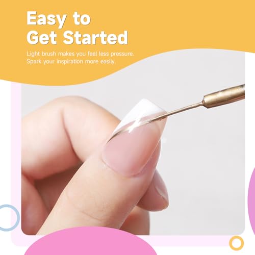 TWOEIGHT Gel Nail Polish Liner Nail Art 12 Colors 8ml UV Lamp Soak-off Polishes Pigmented White Red Pink Green Gold Glitter Built Thin Brush in Bottle Manicure DIY at Home Salon Quality Gift for Women - color: Multicolor