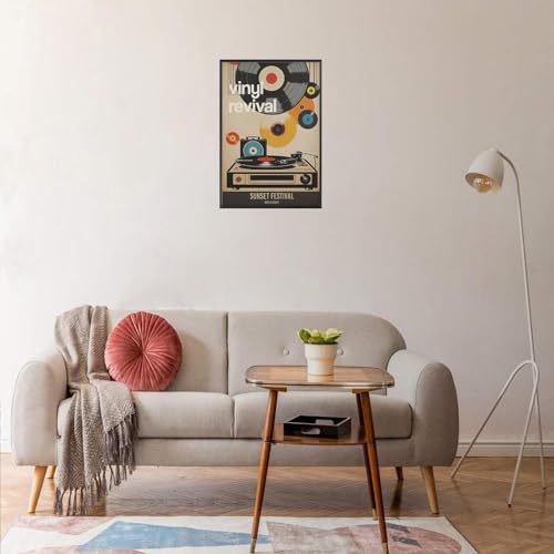 Vintage Japanese Records Poster Retro Music Records Canvas Wall Art Modern Mid Century Vinyl Lover Aesthetic Prints Painting For Home Bedroom Dorm Living Room Wall Decor 12x16in Framed - color: Multi 04 Framed, size: 12"L x 16"W