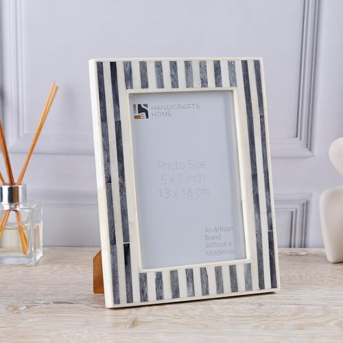 Handicrafts Home Handmade Neutral Bone Inlay Grey & White Picture Frame,6x4 - color: KAYALA-SAJE, size: 5X7