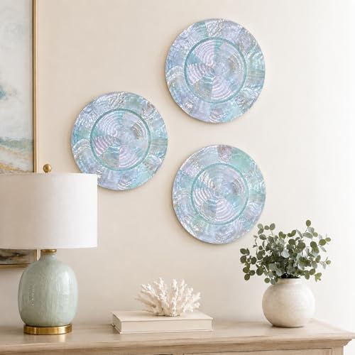 i-lan 13" Mother of Pearl Charger Plates,Shell Inlaid Wooden Décor,Set of 2 - style: Style 11