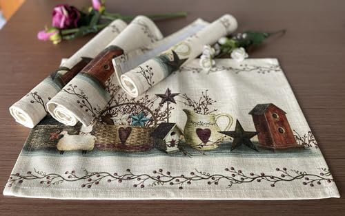 Rustic Country Stars Placemats, 18x13 Inches, Set of 4 - color: Country Stars