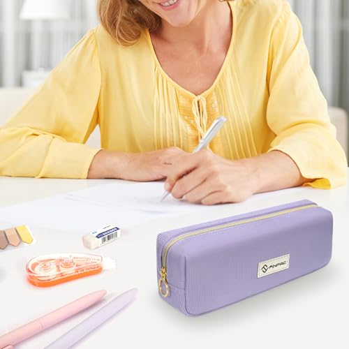 FINPAC Pencil Case, Corduroy Aesthetic Makeup Bag - color: Purple