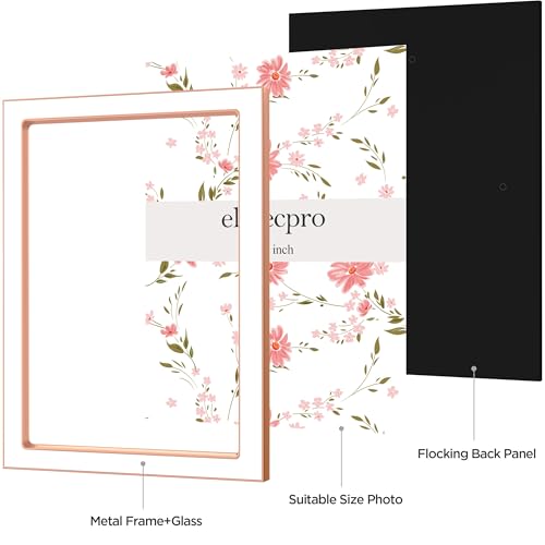 eletecpro 5x7 Enamel Picture Frame with Real Glass Cover, White, 2-Pack - color: White & Rose Gold, size: 5x7