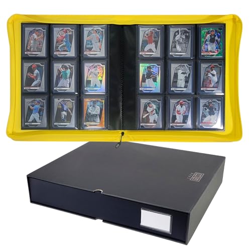 Card Titan Toploader Binder - 9-Pocket Trading Card Binder with Rigid Slipcase - Fits 252 Standard Top Loaders - Heavy-Duty Square Spine Case for Toploaders - Side-Loading Pages - Yellow - color: Yellow - 9 Pocket