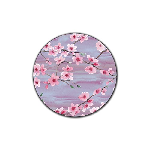 Cherry Blossom Pattern Round Coaster Set of 4- Made of Recycled Rubber - color: Cherry Blossom Pattern Round
